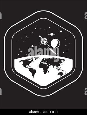 Vue depuis un vaisseau spatial voyageant au-dessus de la Terre - illustration vectorielle Illustration de Vecteur