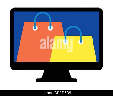 Icône de conception plate pour magasin en ligne et achats en ligne, vecteur isolé. Illustration de Vecteur