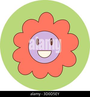 Patch autocollant de fleurs colorées groovy Illustration de Vecteur