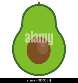 Icône de fruit d'avocat. Symbole alimentaire de couleur verte. Ingrédient sain entier. Élément vecteur de produit biologique. Illustration de Vecteur