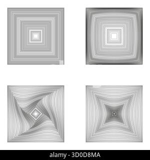 Formes spirales linéaires. Formes abstraites carrées. Géométrie de ligne mince. Composition artistique vectorielle. SPE 10. Illustration de Vecteur