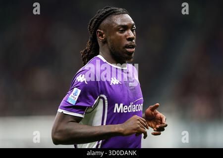 Munich, Allemagne. 19 octobre 2025. Moise Kean de Fiorentina vu lors du match DE SERIE A 2025/2026 AC Milan vs Fiorentina à San Siro. Score final AC Milan 2 : 1 Fiorentina. Crédit : SOPA images Limited/Alamy Live News Banque D'Images