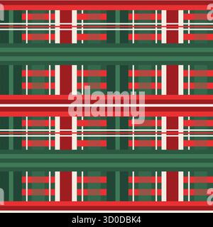 Motif de Noël géométrique moderne. Joyeux Noël à carreaux, motif écossais sans couture. Motif de Noël avec des formes géométriques abstraites en vert, rouge et Illustration de Vecteur