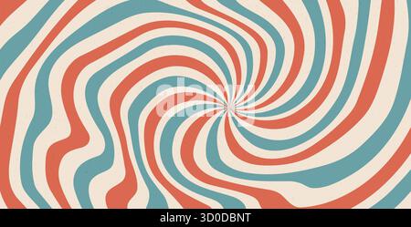 Molette cirque ondulée en spirale groovy. Fond liquide rétro Starburst. Illustration abstraite de rayons rouges et bleus créatifs du soleil. Décoratio de carnaval de vecteur Illustration de Vecteur