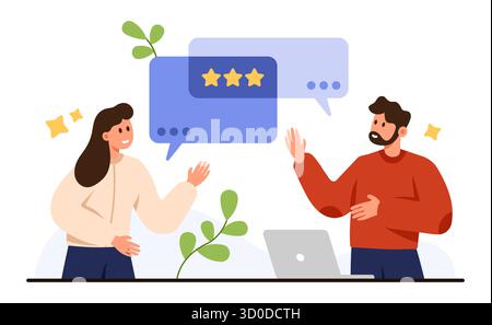 Deux personnes discutant des commentaires et des notes, mettant en évidence la collaboration et la prise de décision dans un cadre professionnel, isolé sur fond blanc illustration vectorielle Illustration de Vecteur