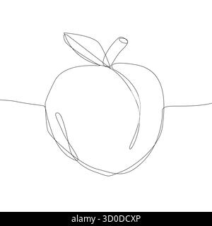 Pêche unique. Dessin au trait continu. Délicieux repas de vecteur d'été. Illustration de récolte fraîche. Illustration de Vecteur