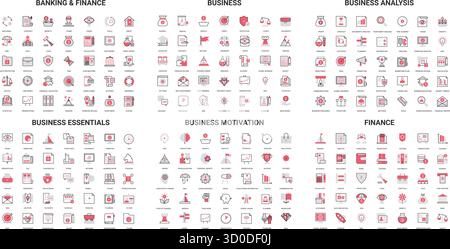 Ensemble complet d'icônes de ligne modernes pour les affaires, la finance, l'analyse et la motivation parfait pour les présentations, les infographies et la conception Web isolé sur l'illustration vectorielle de fond blanc Illustration de Vecteur