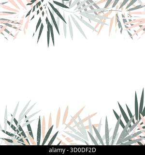 Cadre de bordure de feuillage de feuilles tropicales. Arrangement floral nature toile de fond. Illustration vectorielle isolée sur fond blanc Illustration de Vecteur
