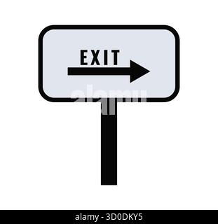 Panneau de sortie vectoriel minimaliste avec flèche en gras pointant vers la droite. Idéal pour la signalisation d'urgence des guides de sécurité. Illustration de Vecteur