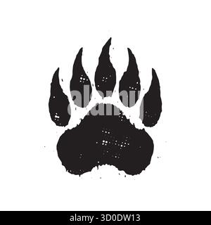 Concept d'impression de patte d'ours grunge. Porter l'empreinte avec l'illustration de conception de texture demi-teinte en détresse, vecteur. Illustration de Vecteur