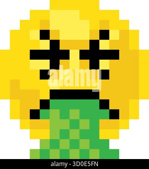 Pixel Art Emoji Emoticon malade visage Illustration de Vecteur