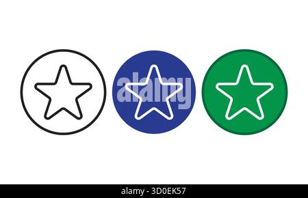 Icônes d'étoile de variante de couleur – ensemble IU noir, bleu, vert. Icône d'étoile favorite symbole de notation symbole de notation de récompense Illustration de Vecteur