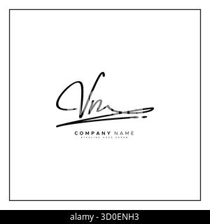 Logo de signature initiale pour la lettre VN - modèle de logo vectoriel dans le style de signature manuscrite Illustration de Vecteur