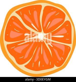 Un orange tranché détaillé avec des segments d'orange vifs et juteux et des couleurs vives. Illustration de Vecteur