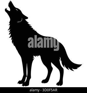 Howling Wolf Silhouette illustration vectorielle Illustration de Vecteur