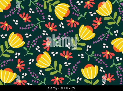 Beau motif floral dans de petites fleurs abstraites. Petites fleurs colorées. Fond blanc. Fond floral sans couture. Illustration de Vecteur