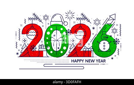 Bonne carte de voeux fin de ligne pour les fêtes de fin d'année Illustration de Vecteur