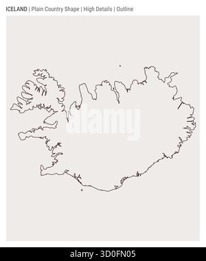 Carte du pays de la plaine de l'Islande. Style de contour très détaillé, montrant la forme de l'Islande. Illustration vectorielle. Illustration de Vecteur