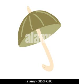 Parapluie vert ouvert. Illustration isolée vectorielle pour les autocollants, scrapbooking et motifs. Illustration de Vecteur
