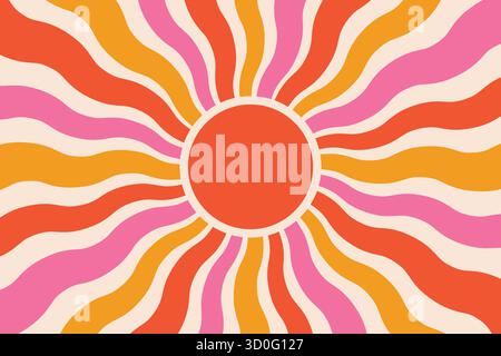 Design rétro Sunburst Waves – illustration abstraite de l'énergie rayonnante. fond abstrait avec soleil Illustration de Vecteur