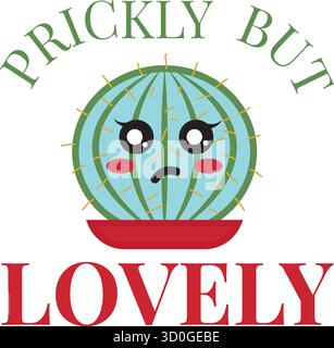 Illustration vectorielle de conception de t-shirt rétro de plante de cactus en sarcelle et vert pour les vêtements et les marchandises du désert Illustration de Vecteur