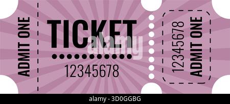 Modèle de ticket de style rétro modifiable avec mise en page propre, lignes décoratives et espace pour les détails de l'événement. Convient pour les concerts, les théâtres et les divertissements Illustration de Vecteur