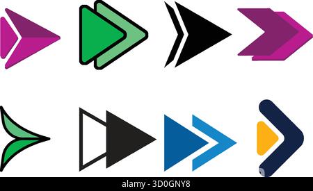 Collection d'icônes de flèche diverses et modernes dans différentes couleurs et styles Illustration de Vecteur