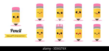 Illustrations au crayon adorables mettant en valeur différentes expressions faciales et émotions pour des projets créatifs. Illustration de Vecteur