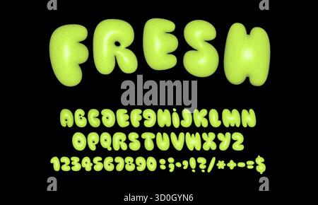 Conception de police 3D vectorielle avec un look frais vert et un style écologique pour les thèmes organiques Illustration de Vecteur