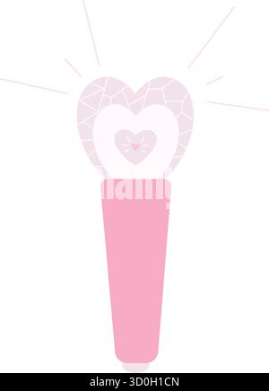 K pop microphone rose pastel en forme de coeur cristal pour karaoké ou chant vocal. Illustration de Vecteur