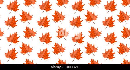 Un motif vibrant avec des feuilles d'érable orange sur un fond blanc, parfait pour les dessins sur le thème de l'automne. Illustration de Vecteur
