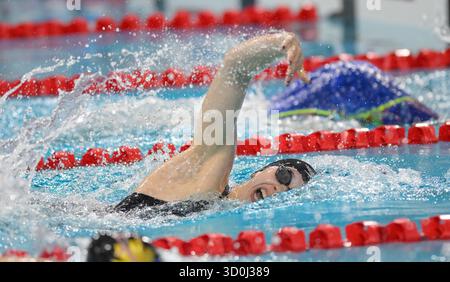 Toronto, Ontario, Canada. 23 octobre 2025. EMMA O'CROININ, du CANADA, nage au 400 m libre féminin lors des préliminaires de la première journée de la Coupe du monde de natation aquatique 2025 au Centre sportif panaméricain de Toronto. (Crédit image : © Jeff Vogan/ZUMA Press Wire) USAGE ÉDITORIAL SEULEMENT ! Non destiné à UN USAGE commercial ! Banque D'Images