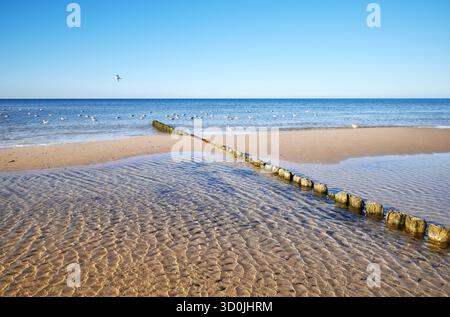 Photo d'une plage sur la mer Baltique à Miedzyzdroje, Pologne. Banque D'Images