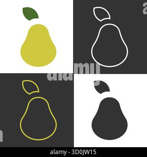 Collection visuelle présentant différentes icônes de ligne de fruit de poire, mettant en vedette diverses couleurs et designs. Les icônes soulignent la forme de poire sur des arrière-plans Unis, soulignant leur simplicité. Illustration de Vecteur