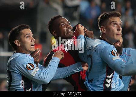 Vigo, Galice, Espagne. 23 octobre 2025. VIGO, ESPAGNE. 23 OCTOBRE : match de Ligue Europa entre le RC CELTA et l'OGC Nice au stade Abanca-Balaidos de Vigo le 23 octobre 2025. (Crédit image : © Adrian Irago/ZUMA Press Wire) USAGE ÉDITORIAL SEULEMENT ! Non destiné à UN USAGE commercial ! Banque D'Images