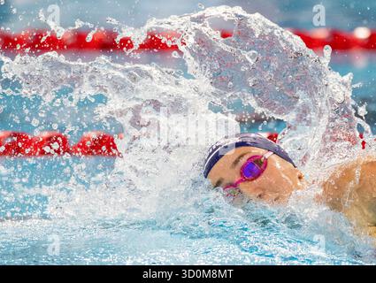 Toronto, Canada. 23 octobre 2025. L'australienne Lani Pallister participe à la finale du 400 m nage libre féminin à la Coupe du monde de natation aquatique 2025 à Toronto, Canada, le 23 octobre 2025. Crédit : Zou Zheng/Xinhua/Alamy Live News Banque D'Images