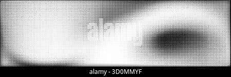 Abstrait grunge demi-teinte bg avec motif de points de dégradé pour un design moderne - texture noir et blanc avec des éléments circulaires décolorés. Fond d'illustration numérique pour la bannière de projets imprimés ou Web. Illustration de Vecteur