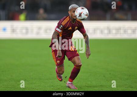 23 octobre 2025, stade Olimpico, Rome, Italie ; match de football de l'UEFA Europa League ; Roma contre Viktoria Plzen ; Wesley de l'AS Roma Banque D'Images