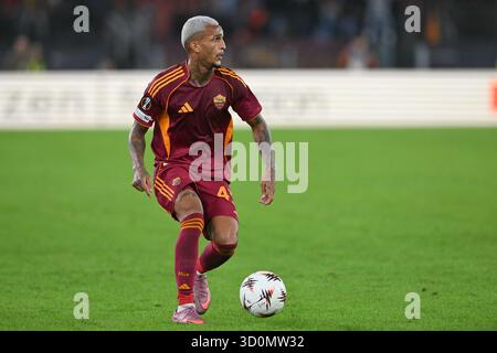 23 octobre 2025, stade Olimpico, Rome, Italie ; match de football de l'UEFA Europa League ; Roma contre Viktoria Plzen ; Wesley de l'AS Roma Banque D'Images
