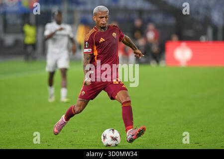 23 octobre 2025, stade Olimpico, Rome, Italie ; match de football de l'UEFA Europa League ; Roma contre Viktoria Plzen ; Wesley de l'AS Roma Banque D'Images