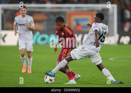 23 octobre 2025, stade Olimpico, Rome, Italie ; match de football de l'UEFA Europa League ; Roma contre Viktoria Plzen ; Leon Bailey de l'AS Roma Banque D'Images