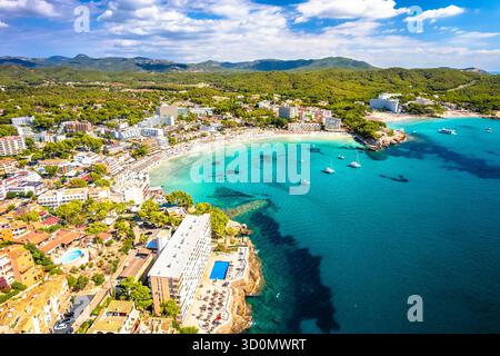 Playa Palmira plage à Peguera vue panoramique aérienne. Île de Majorque. Îles Baléares d'Espagne. Banque D'Images
