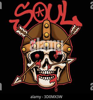 Casque Viking Skull pour l'illustration streetwear Illustration de Vecteur