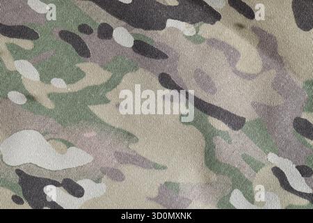 Fond de pièce de texture de tissu de camouflage de force armée multicam gros plan Banque D'Images