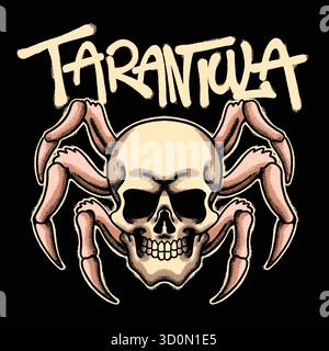 Crâne et Tarantula Urban Streetwear Art Illustration de Vecteur