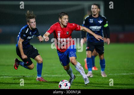 Hvidovre, Danemark. 23 octobre 2025. Fredrik Krogstad (8 ans) de Hvidovre vu lors du match de Betinia Liga entre Hvidovre IF et HB Koge au Pro ventilation Arena de Hvidovre. Crédit : Gonzales photo/Alamy Live News Banque D'Images
