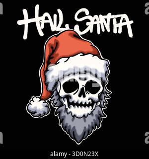 Crâne portant Santa Hat Urban Streetwear Art Illustration de Vecteur