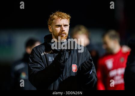 Hvidovre, Danemark. 23 octobre 2025. Morten Knudsen de Hvidovre vu au match de Betinia Liga entre Hvidovre IF et HB Koge au Pro ventilation Arena de Hvidovre. Crédit : Gonzales photo/Alamy Live News Banque D'Images