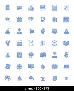 Un ensemble polyvalent de 42 icônes vectorielles alignées Filled Pixel axées sur l'Université, livré dans un format 64x64 net idéal pour les applications mobiles et Web. Illustration de Vecteur