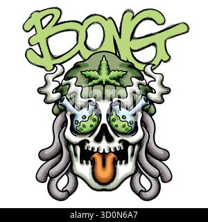 Fumée de crâne au cannabis Urban Streetwear Art Illustration de Vecteur